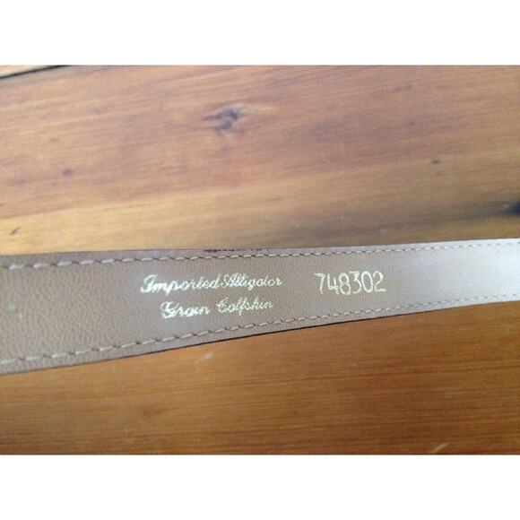 Vintage Genuine Alligator Leather Bloomingdales Belt w Solid Brass Buckle USA 30 main image 6